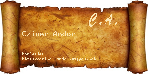 Cziner Andor névjegykártya